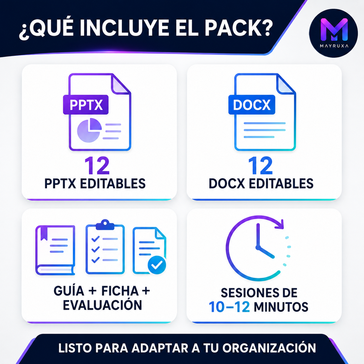Biblioteca anual de 12 microformaciones editables en Seguridad y Salud Laboral