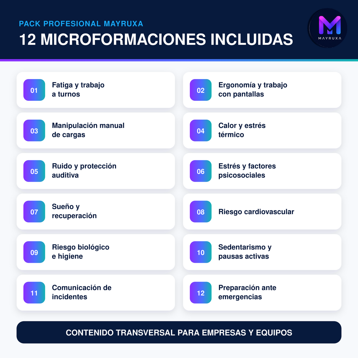 Biblioteca anual de 12 microformaciones editables en Seguridad y Salud Laboral